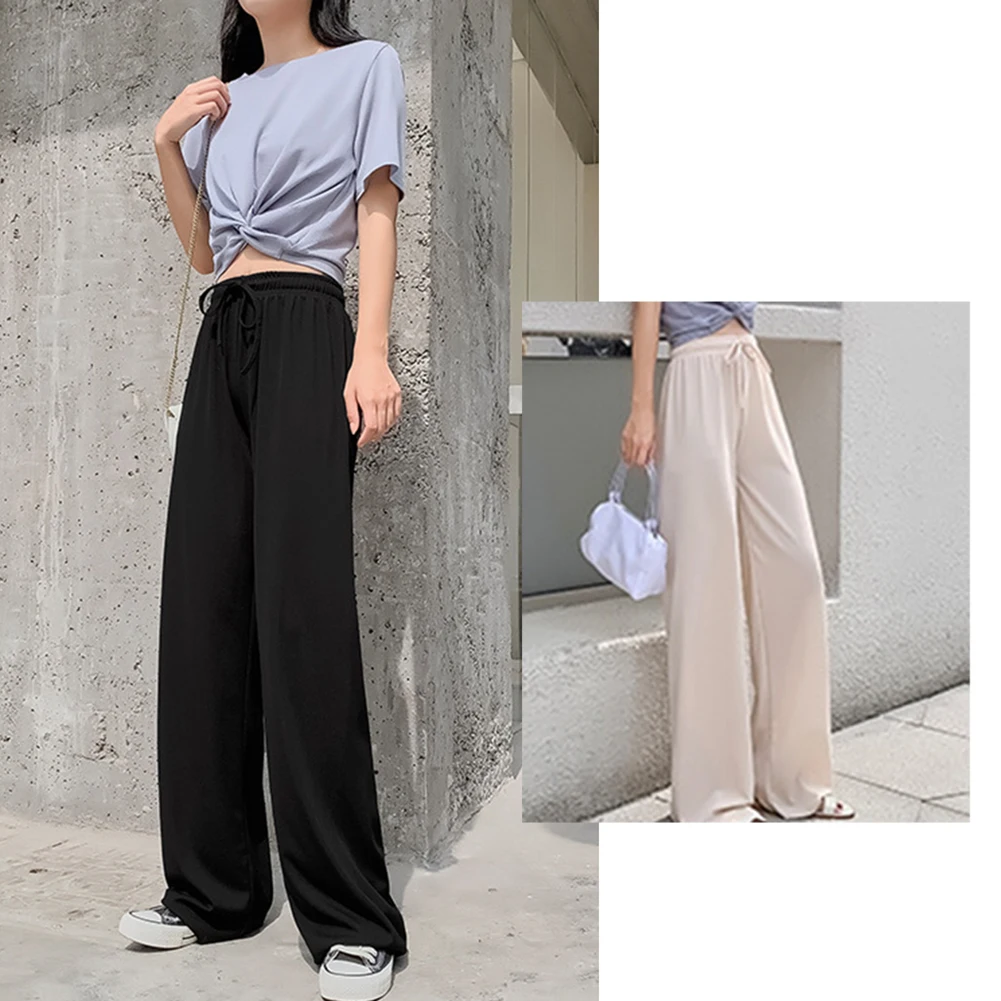 

Pants Trousers Lace Pants S-XL Straight Trousers Summer Wide Leg Women Black Casual Loose Brand New.high Quality