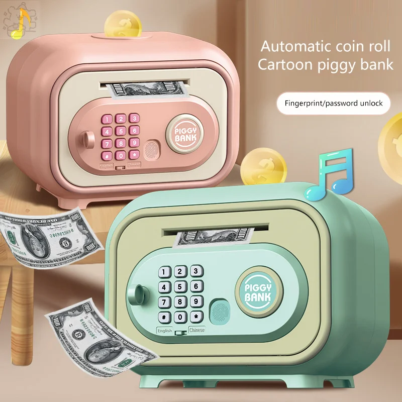 Children Piggy Banks Save Finger Print Girl DIY Electronic Money Box Savings Password Ersonalized Cash Register Toy Kid Gifts 2