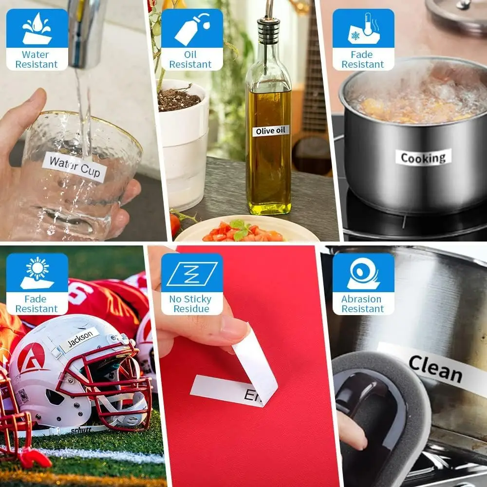 XR-12X XR-12WE 라벨 카트리지, CASIO KL-130 KL-120 430 라벨 메이커 프린터용, 9mm, 12mm, 18mm, 24mm, 5PK