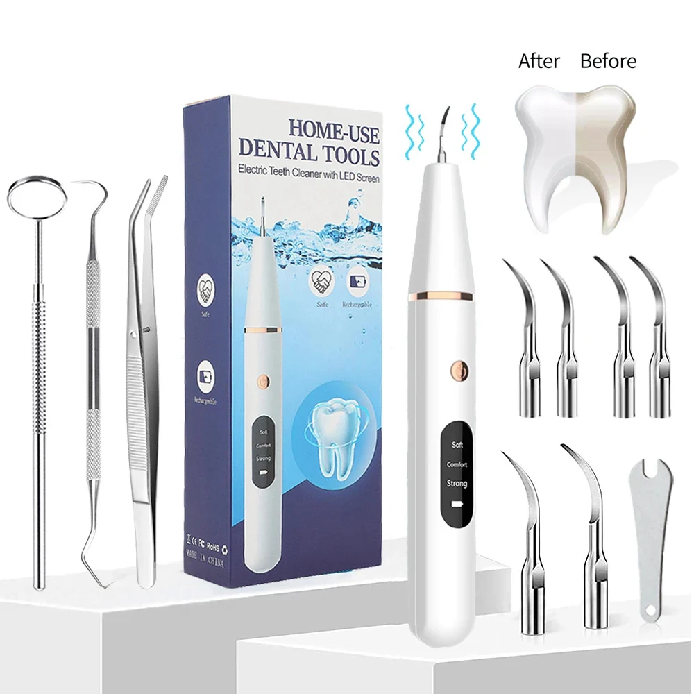 

Ultrasonic Dental Scaler For Teeth Tartar Stain Tooth Calculus Remover Electric Sonic Teeth Plaque Cleaner Dental Stone Removal