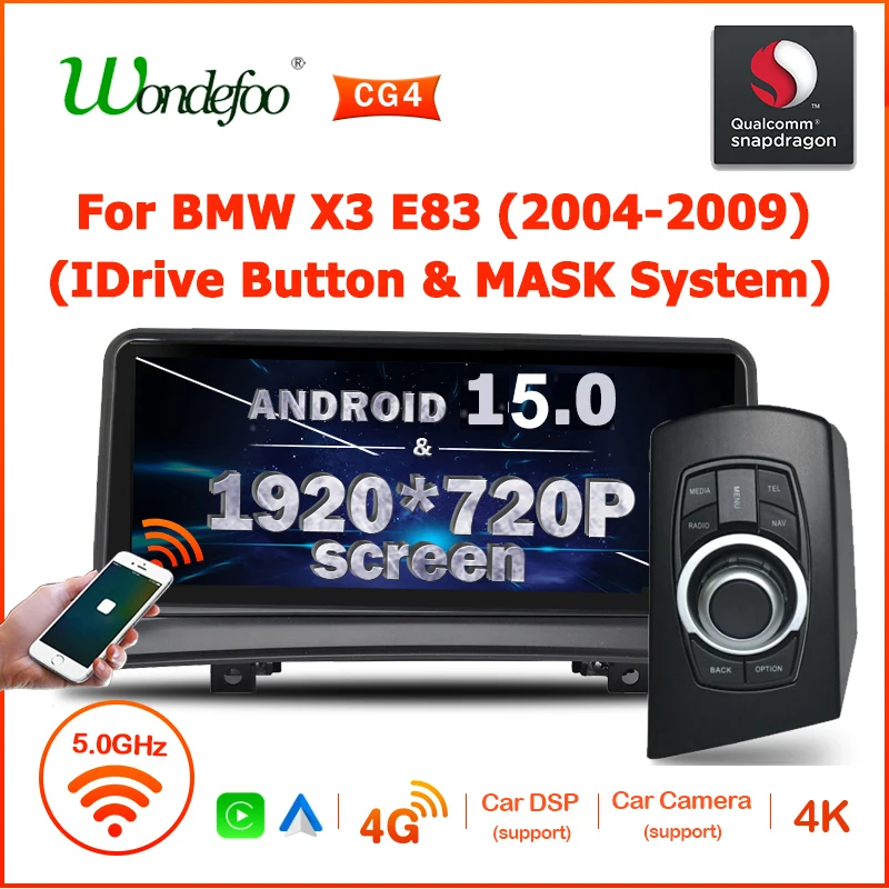 Radio para Auto con Carplay Inalámbrico, Snapdragon 8 CORE, Android 15, Pantalla Estéreo para BMW X3 E83 2004-2008, Autoradio 2 DIN, Reproductor Multimedia GPS, Bluetooth, Wifi, 4G LTE 1