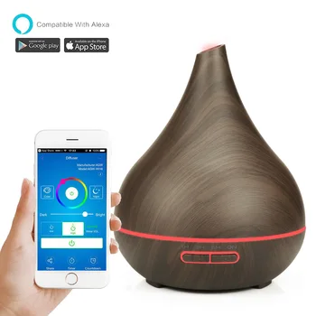 Smart WiFi Wooden Essential Oil Diffuser Air Humidifier Voice Control Humificador For Bedroom Home Plants Support HomeKit 1