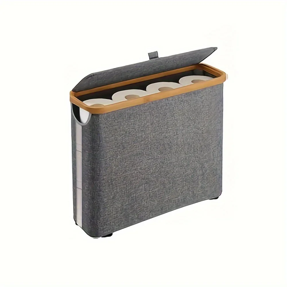 Bathroom Storage Basket Paper Organizer with Handle Slim Roll Paper Storage Box Rectangle Shape for Home Organization storage bag