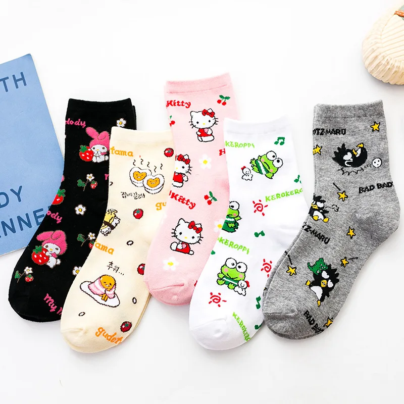 Kawaii Sanrio мультяшный персонаж Моя Мелодия Hello Kitty средняя трубка хлопковые носки