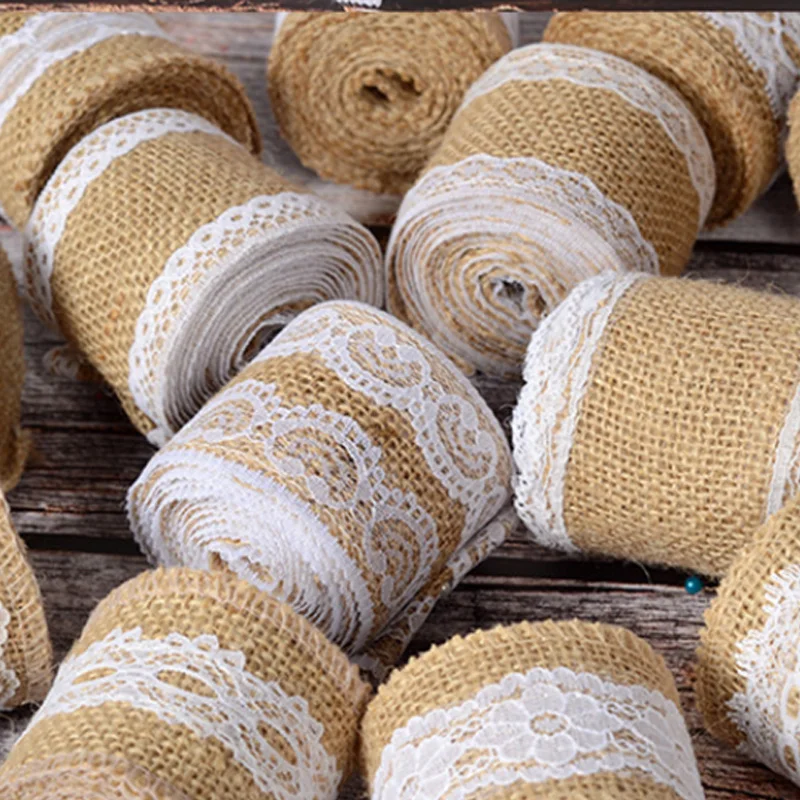 Jute Burlap Ribbon for DIY Wedding Decoration lace fabric lace ribbon lace decoration lace accessories lace sewing accessories