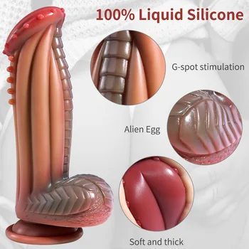 Alien Thorn Phallus Liquid Silicone Female Masturbation Device Adult Sex Toys Vagina Anal Massage Sex Toys Dildo for Anal 4