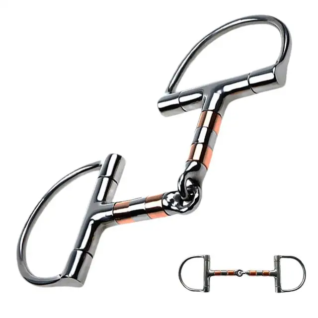 Horse Snaffle Bit D Ring Mouth Bit Roller With Copper Single Joint Horse Bit D-Ring Snaffle Bits For Equestrian Supplies Horse Snaffle Bit D Ring Mouth Bit Roller With Copper Single Joint Horse Bit D-Ring Snaffle Bits For Equestrian Supplies