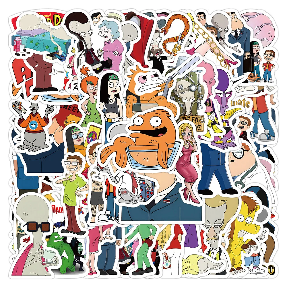 

10/30/60Pcs Disney American Dad Cartoons Stickers Funny Comic Series Sticker Laptop Bike Motorcycle Skateboard Waterproof Decals