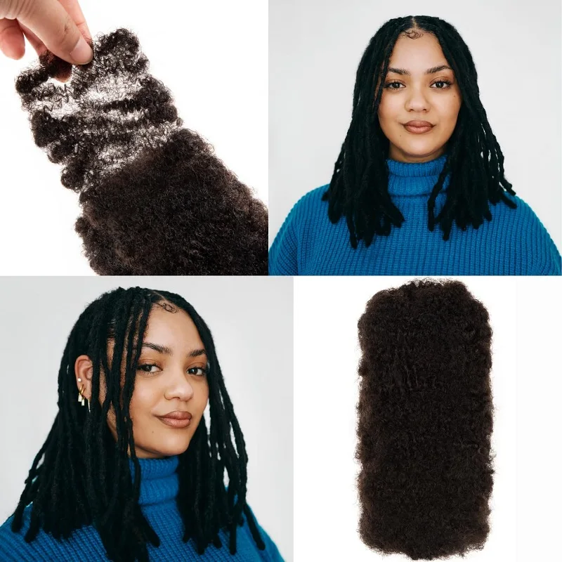 10pcs 3pcs 30g/pc Afro Kinky Bulk Dreadlock Hair Extension Bulk Hair Afro Kinky Curly 100% Human Hair Bulk For Crochet Braid 6