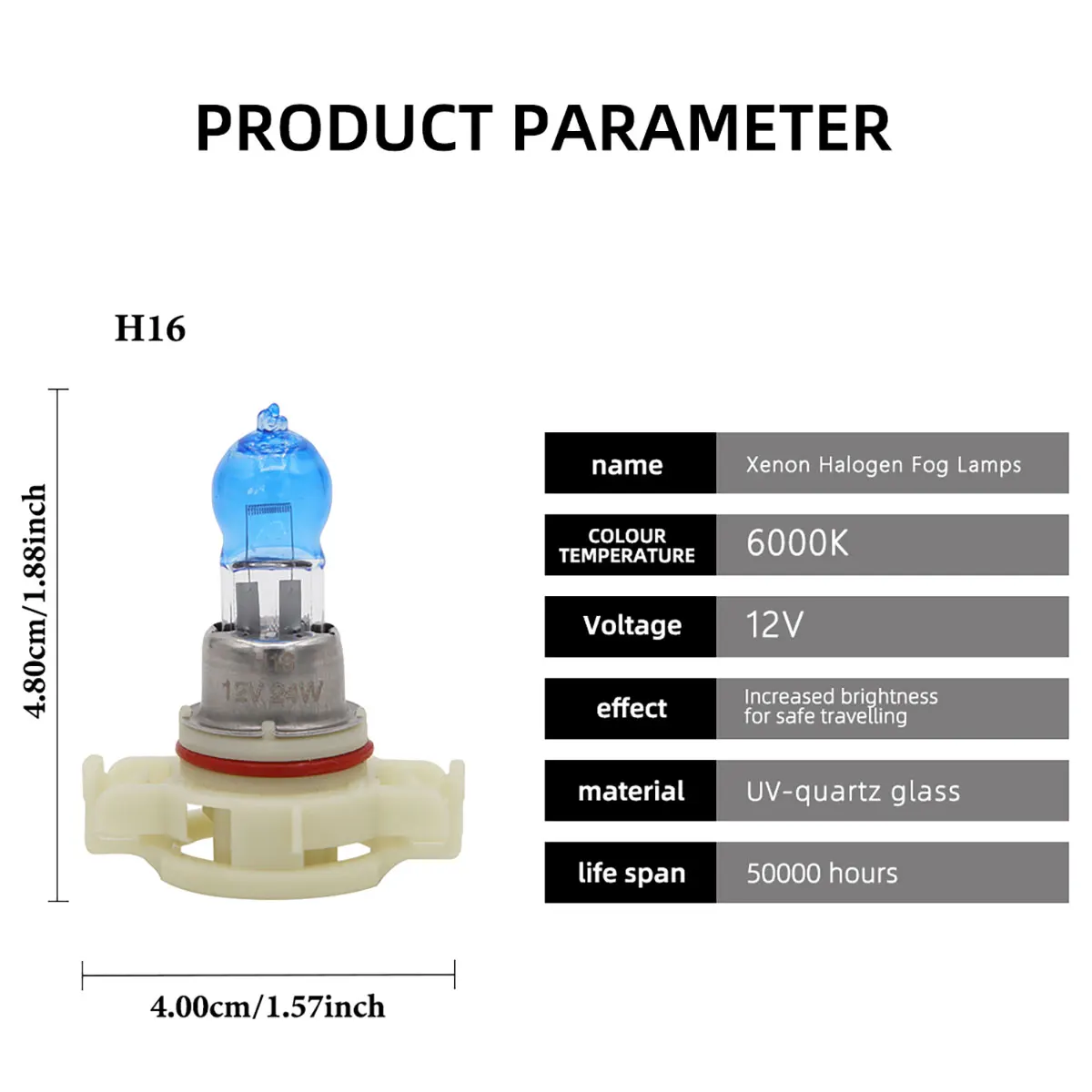 할로겐 전구 크세논 안개등, 자동차 후드 헤드라이트 램프, 일광 drl 12V, 24W H16 5202 4300K, 2 개