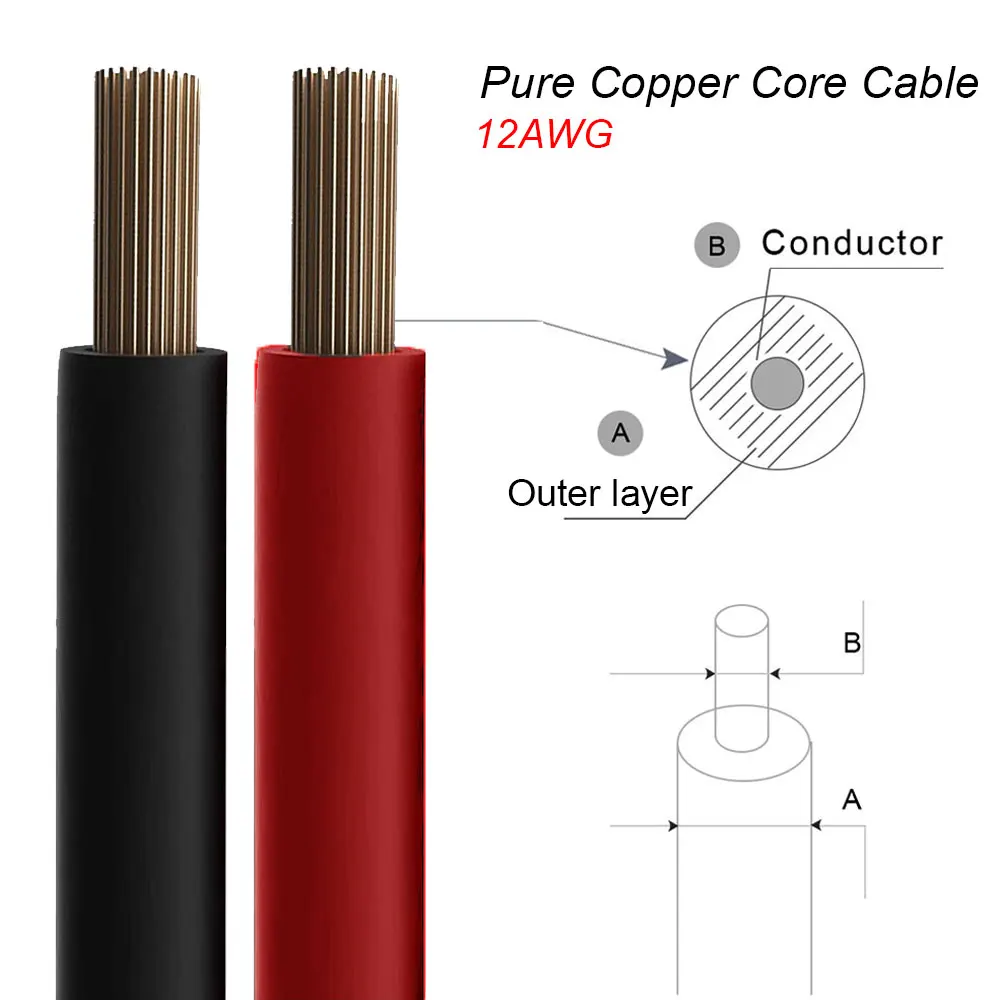 Durable 12AWG XT60 Female Adapter for Solar Panel Connection and Charging