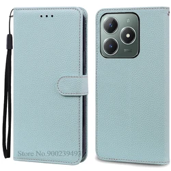 Elegant Wallet Leather Flip Case - Premium Book Cover and Protective Shell for Realme C61 (Light Blue)