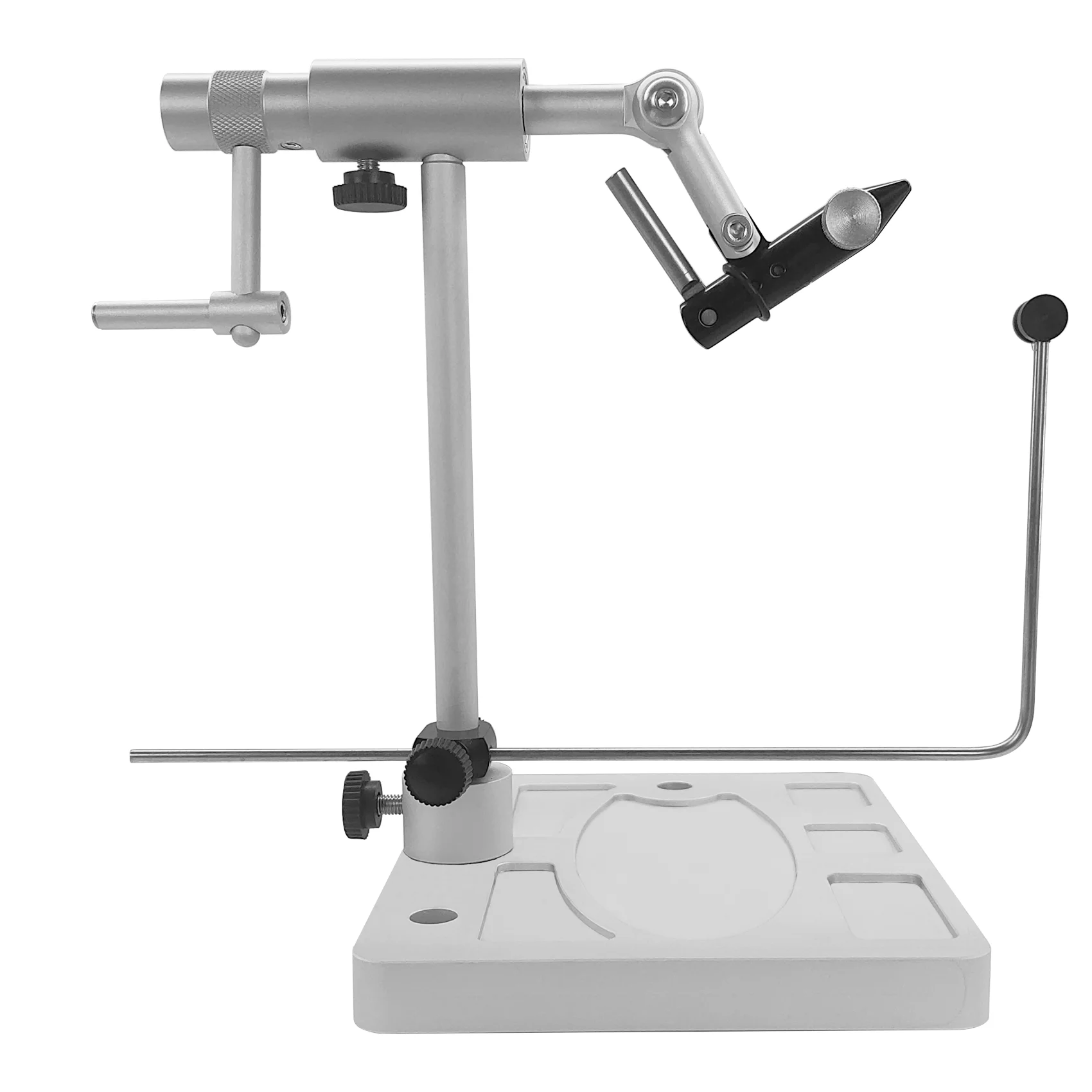 Kit Étau De Pêche à La Mouche LURELINK – Rotatif Avec Embases – Argent, Acier Inox – Neuf
