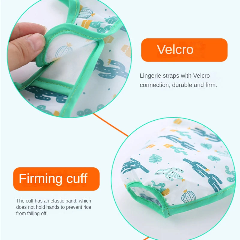 Baby Bib New Cartoon Toddler Waterproof Long Sleeve Child's Feeding Apron Cute Art Smock for 0-6 Years