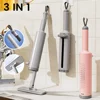 Portable Rotatable Self-Squeeze Mini Mop Mini Mop TPR,Fiber Self Wringing Flat Mop Self-Pressing with Crevice Brush Suede eraser 1