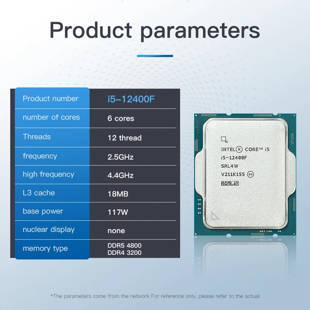 Intel Core i5 Core 12400F Desktop Processor 18M Cache, up to 4.40 GHz