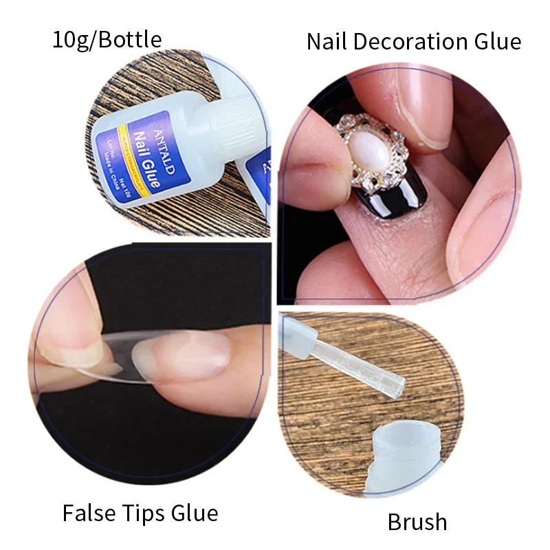 10g Fast Drying Nail Glue For False Nails Glitter Acrylic Decoration With Brush False Nail Tips Glue Sticky Nail Care Tools 2