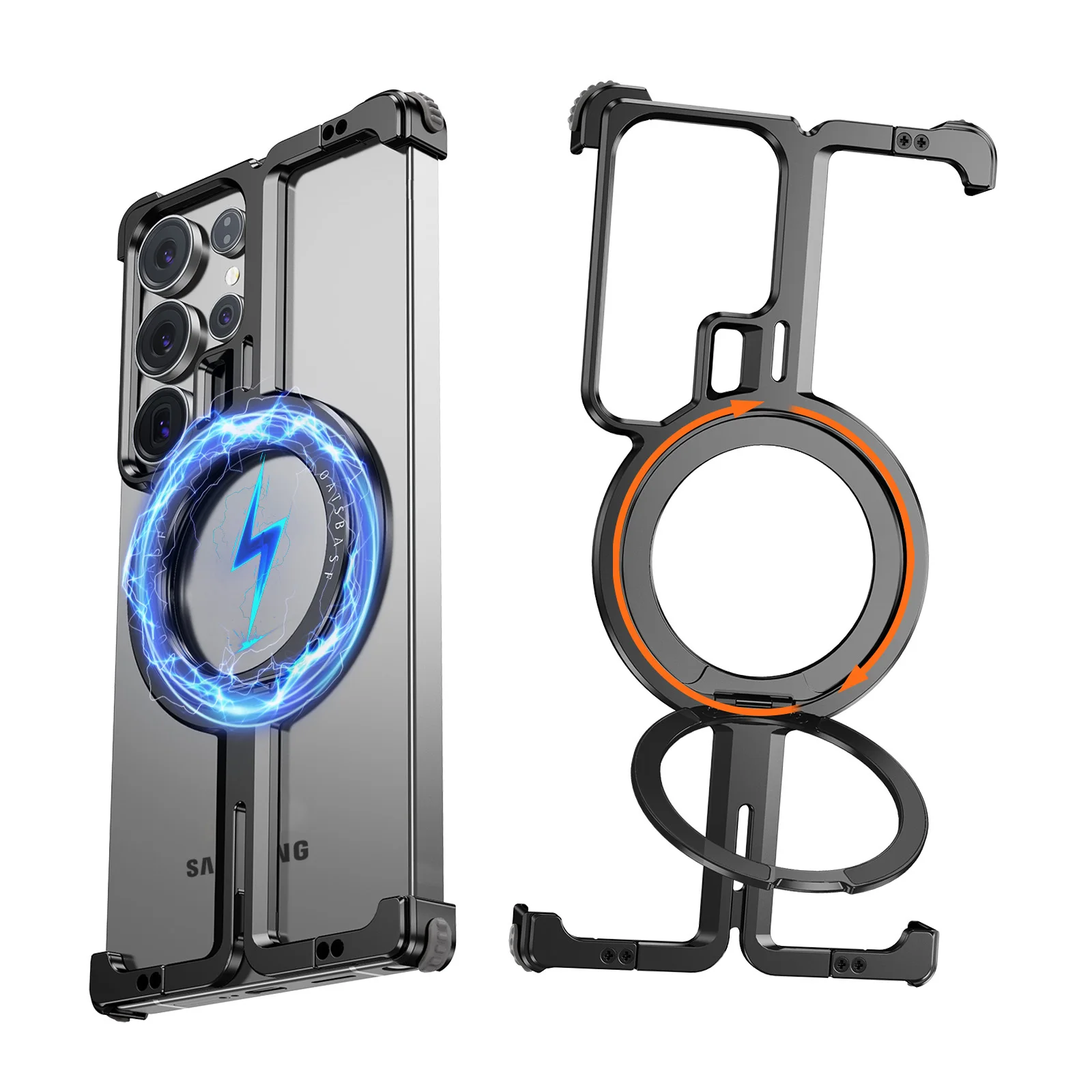Eary Ultra Shockproof Phone Case with 360° Magnetic Stand and Frameless Design