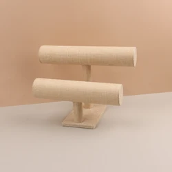 Velvet Jewelry and Watch T-Bar Display Organizer (Beige)