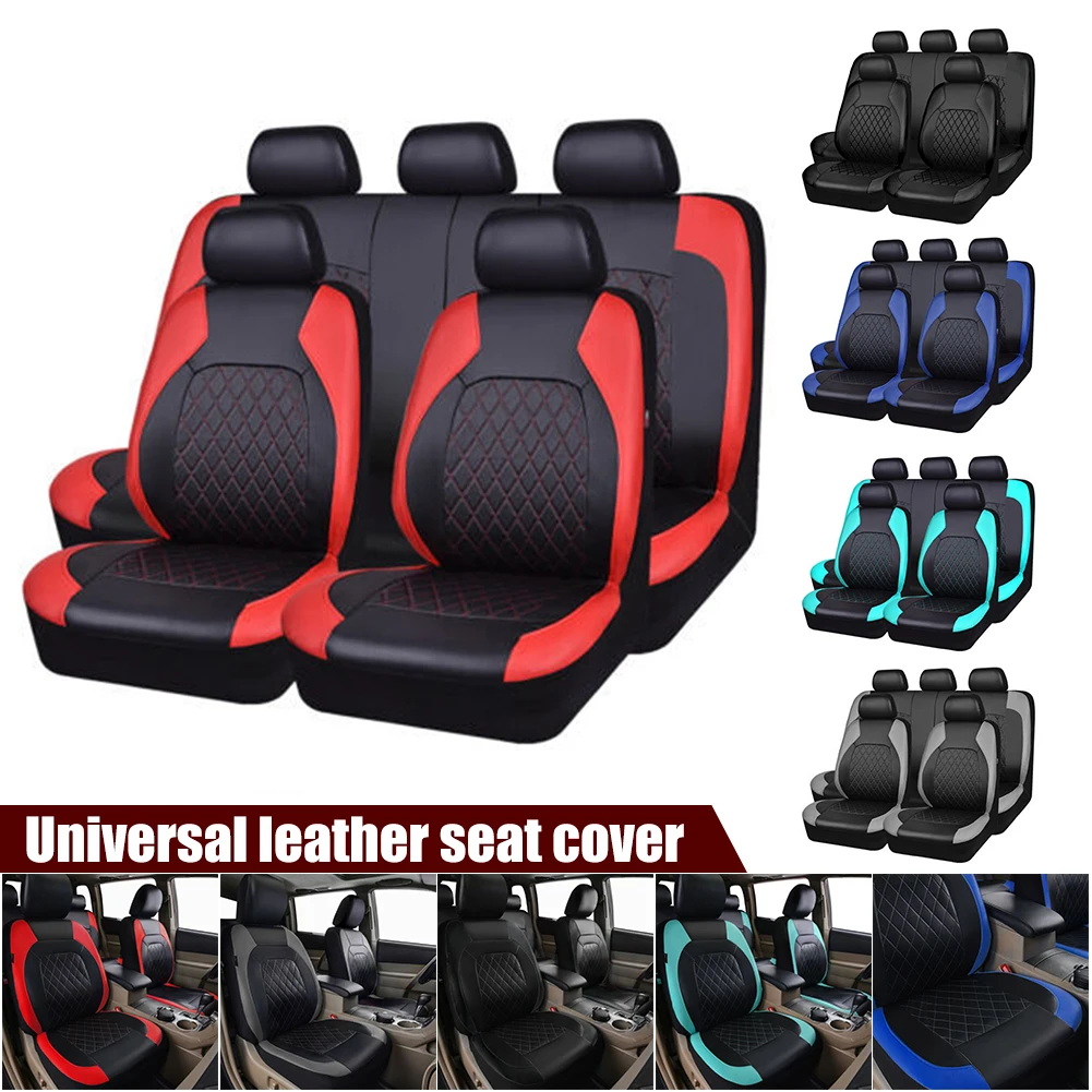 

Universal Car Seat Cover PU Leather Car Seat Cushion Front And Rear Seats Protection Cover With Headrest Cover For Car SUV Truck