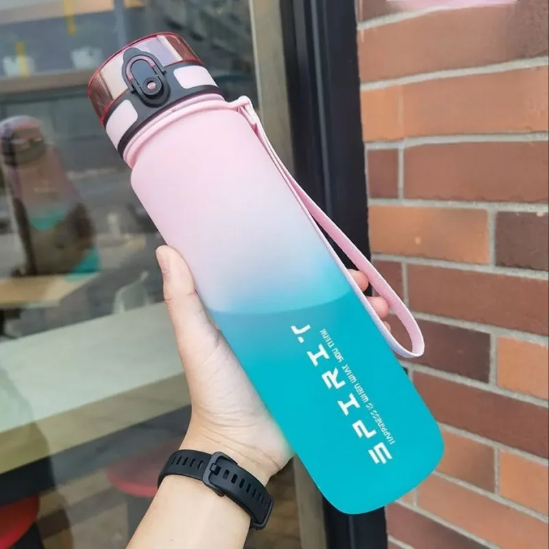 Large Capacity Motivational Sports Bottle - Leak-Proof & Reusable