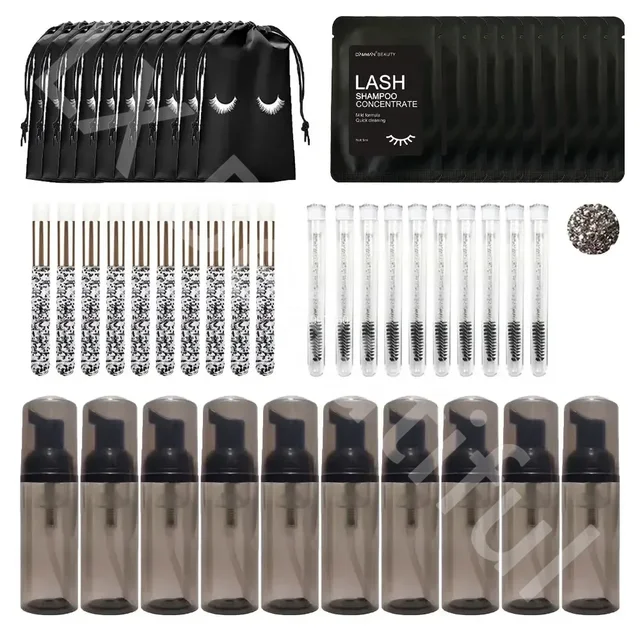 25/50pcs Eyelash Grafting Cleaning Tool with Eyelash Cleaning Non Irritating Makeup Lash Shampoo Brush Kit Suitable for Travel