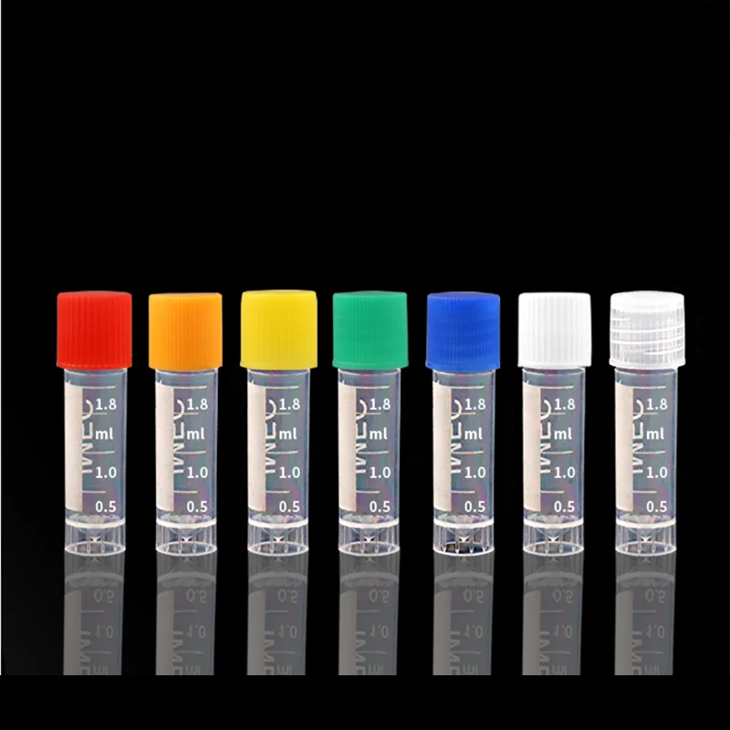 500pcs/lot 1.8ml(2ml) cryovial Cryopreservation tube Cryogenic Vials Plastic reagent bottle with Silica gel washer