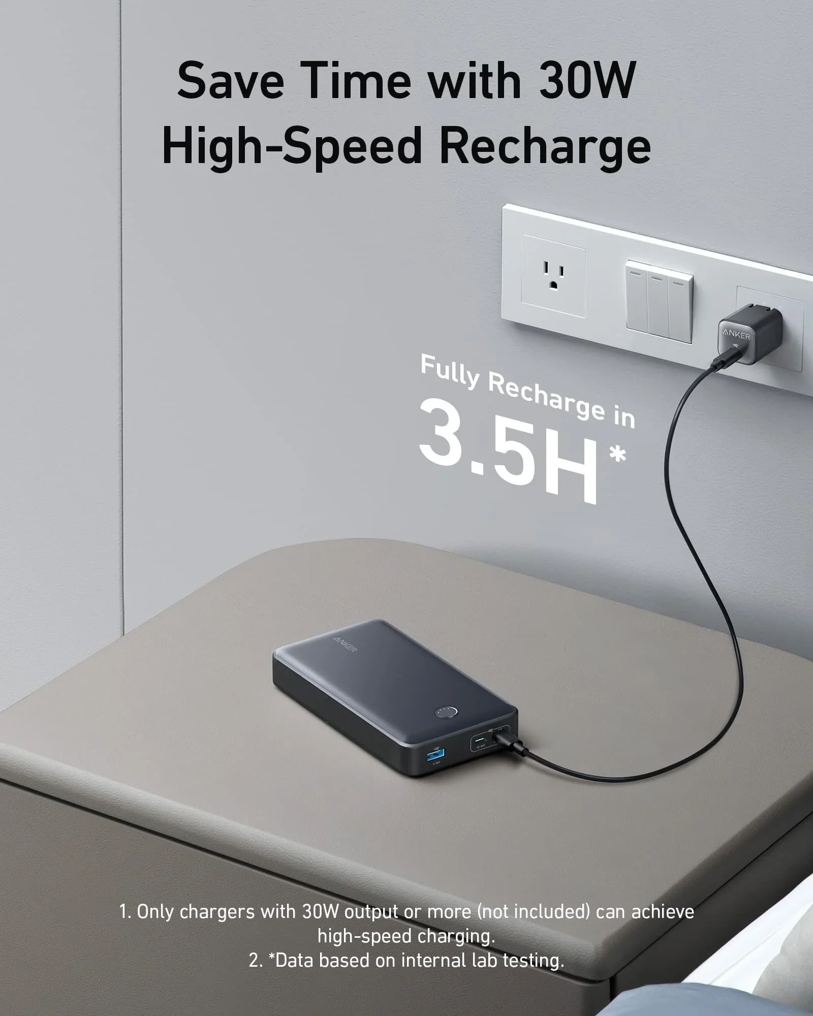 【新品】ANKER 537 Power Bank（24000mAh 65W） Anker 537 24,000mAh 65Watt Multi-Device Fast Charging Power