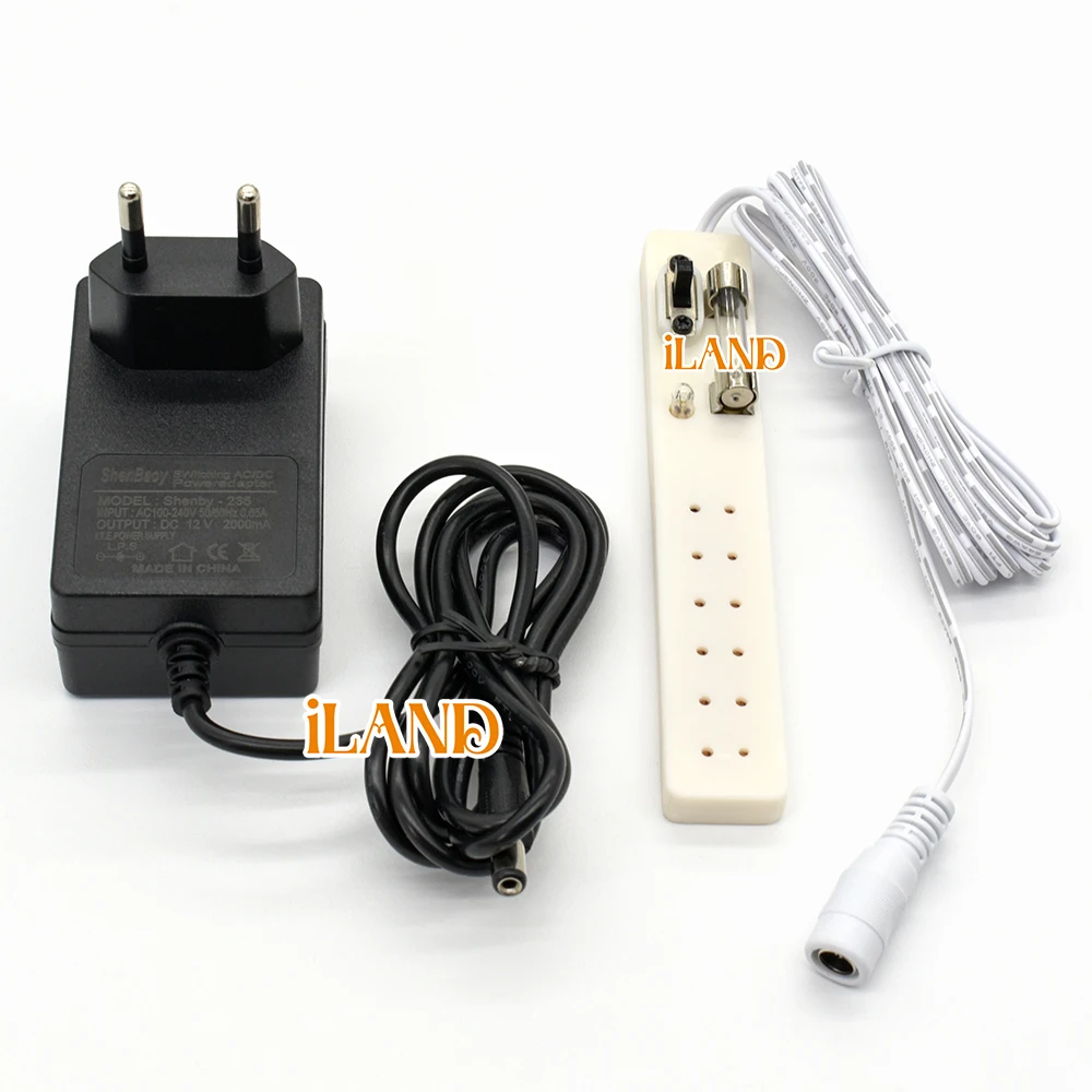 Doll Accessories iLAND Dollhouse Voltage Converter Socket Dc 12v EU Universal Plug Adapter Miniature Lamp Light