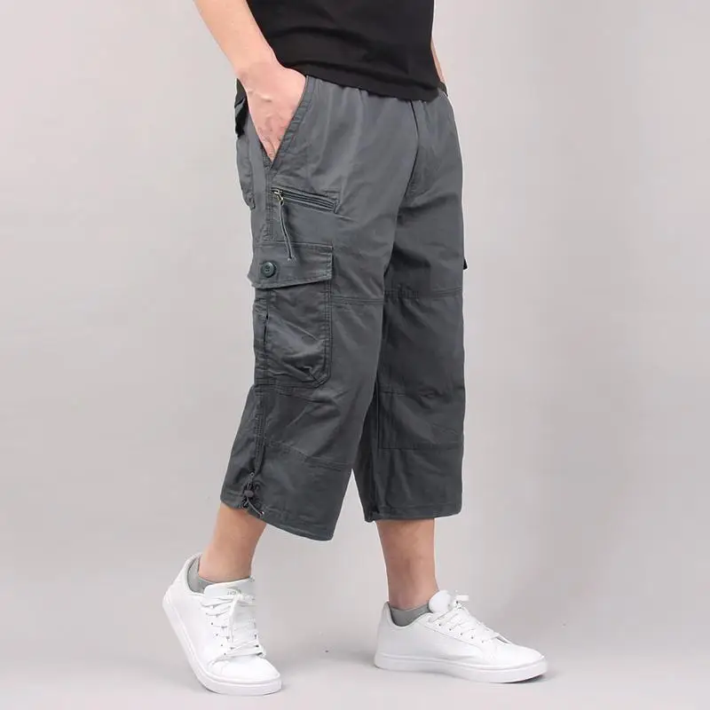 

Men's Cargo Shorts Summer Loose Casual Pants Elastic Waist Large Size Outdoor Jogging Sweatpants Trend Male Trousers