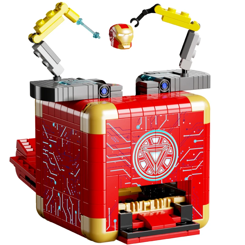 1 Set Compatibile 76140 Super Hero Iron Man Armor Mech Magic Box Mini Action Figure Building Brick Blocks Toy