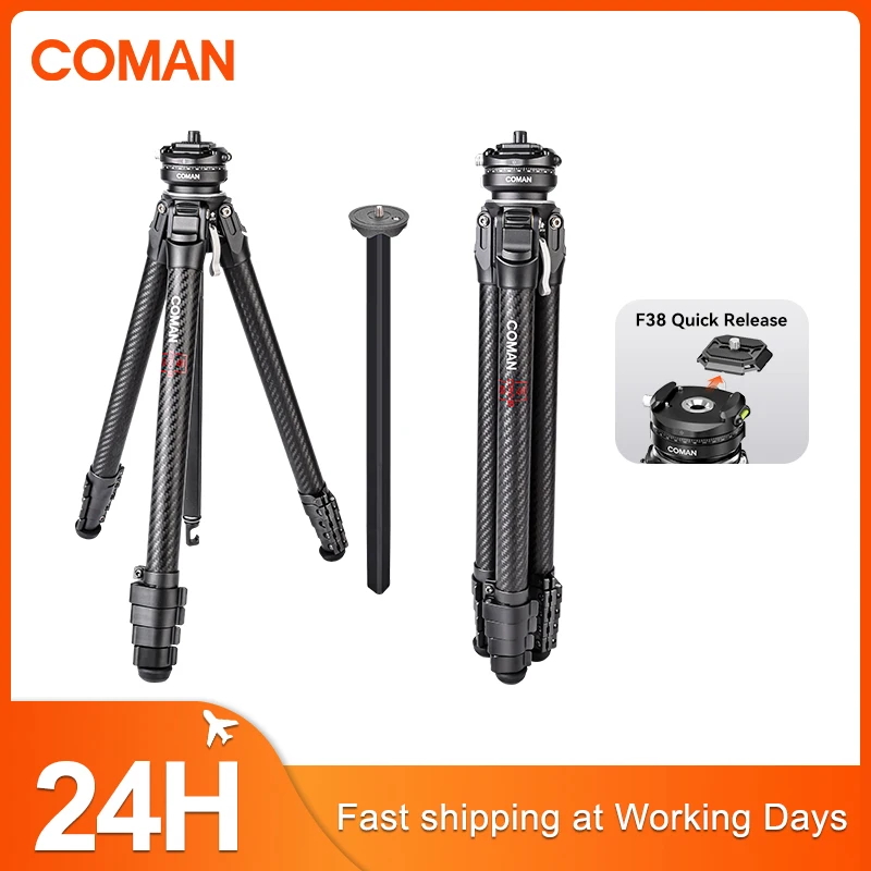 Trípode de viaje ligero de carbono coman con placa f38 rápida_voghion.com