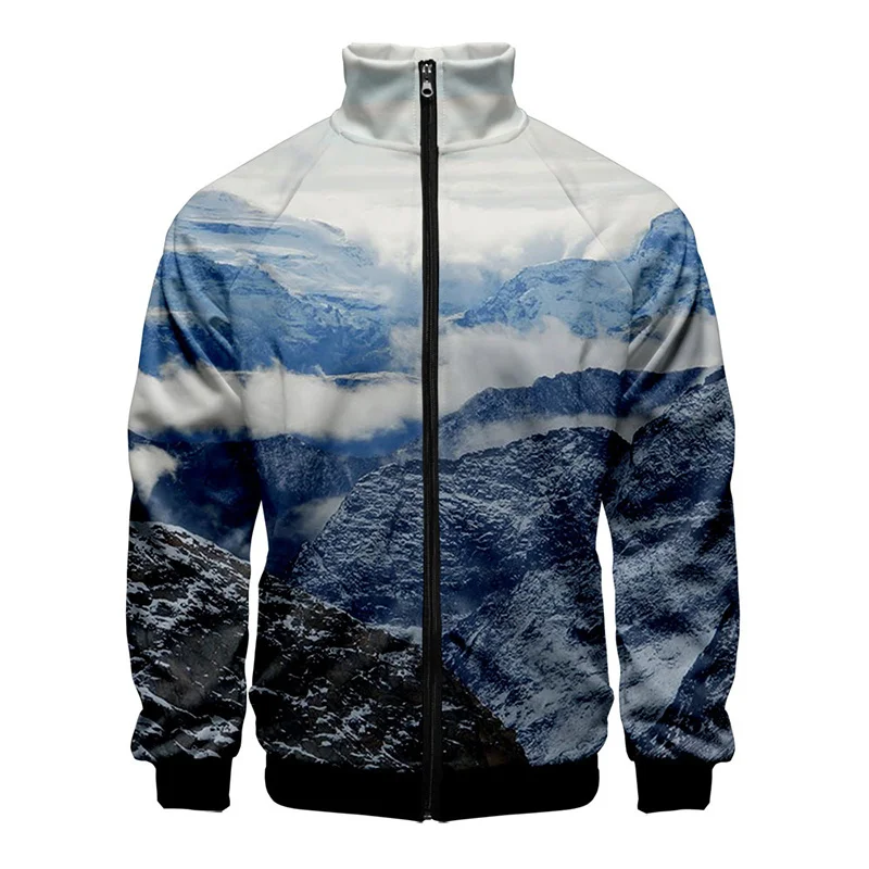 thumbnail image 1 of Chaqueta con estampado de paisaje de montaña nevada en 3D, chaquetas con gráficos de paisajes divertidos para hombres y niños, ropa de calle de moda, ropa superior, 1 of 5