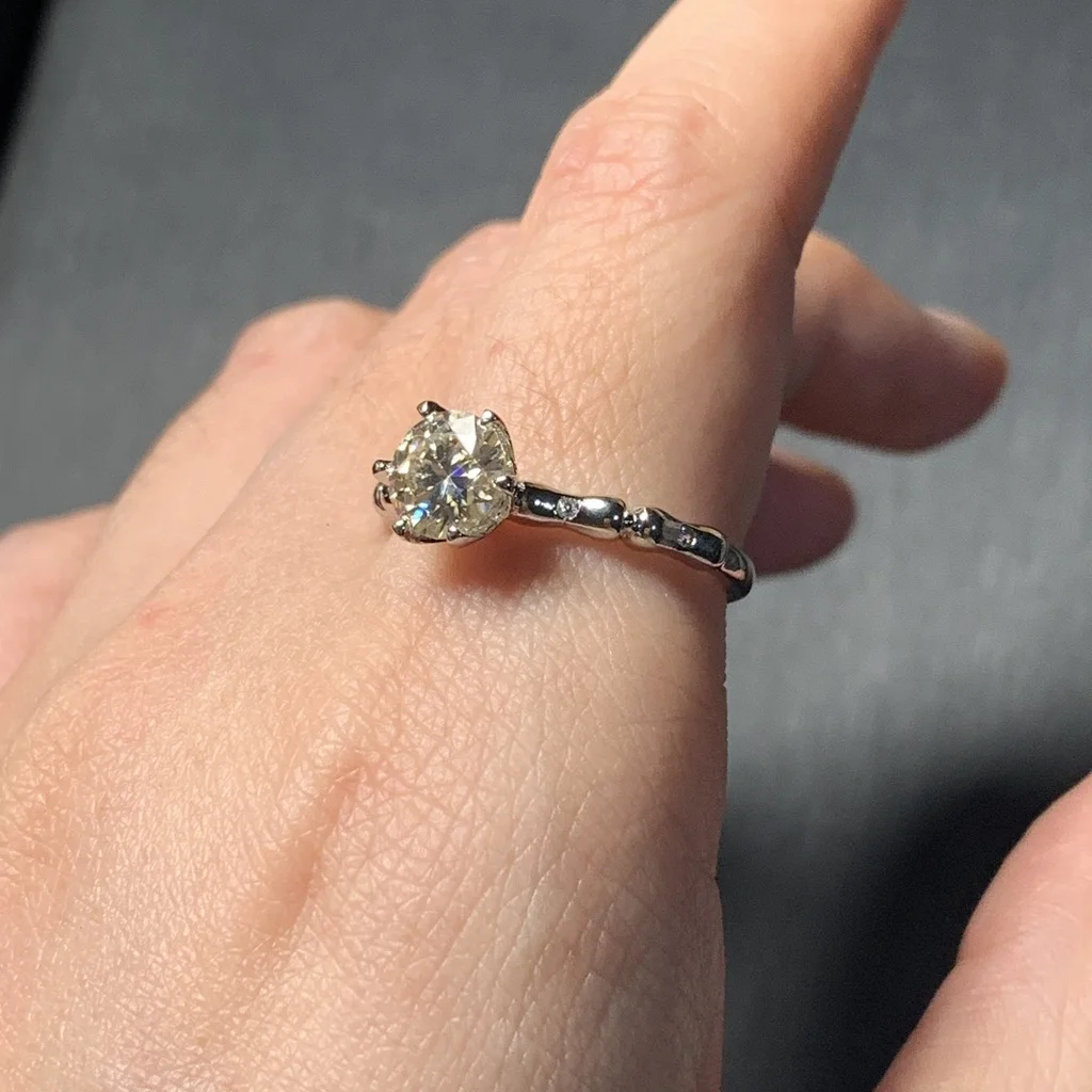 6MM Moissanite Diamond Ring Adjustable Female Ring Jewelry for Women Gift Wholesale High Quality Vintage Fine