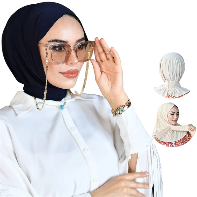 Casquette Hijab Musulmane pour Femme, Sous-Écharpe, Voile en Coton Modal, Turban de Tête Islamique