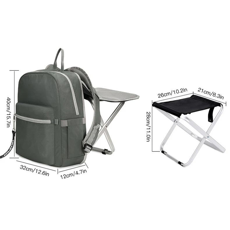 2 In 1 Folding Fishing Chair Backpack Lightweight Stool Combo for Camping Mountain Hiking Picnic BBQ Outdoor Tourist Equipment