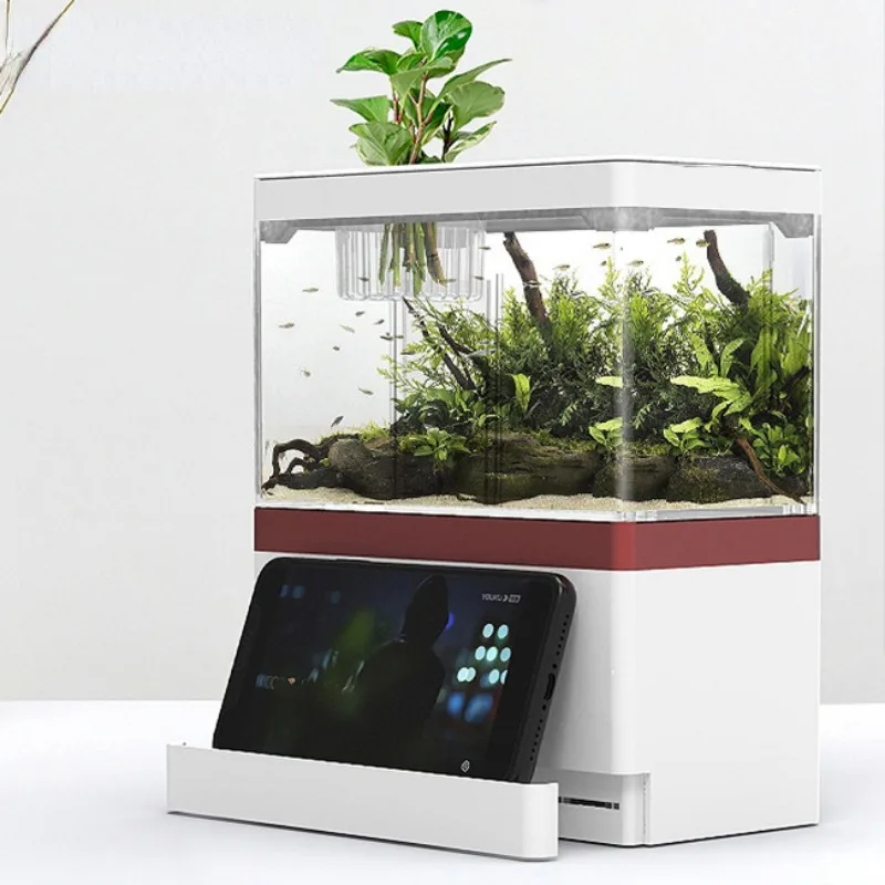 Fish Aquarium mini Self circulating with charging filter desktop living room household water free ecological