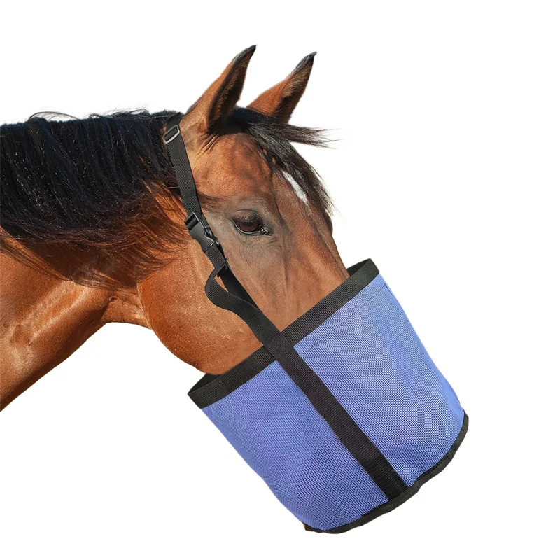 Feed Horse Hay Bag Grain Feedbag Adjustable Elastic Strap Horse Feeding
