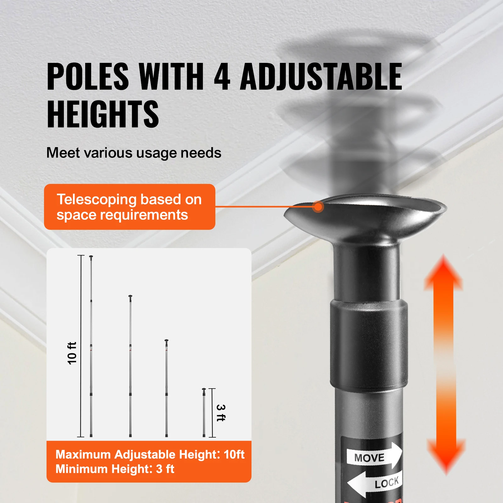 SucceBuy Dust Barrier Poles 10 Ft Poles with 4 Telescoping Carry Bag and 32.8x13.12Ft Plastic Film for Interior Decoration