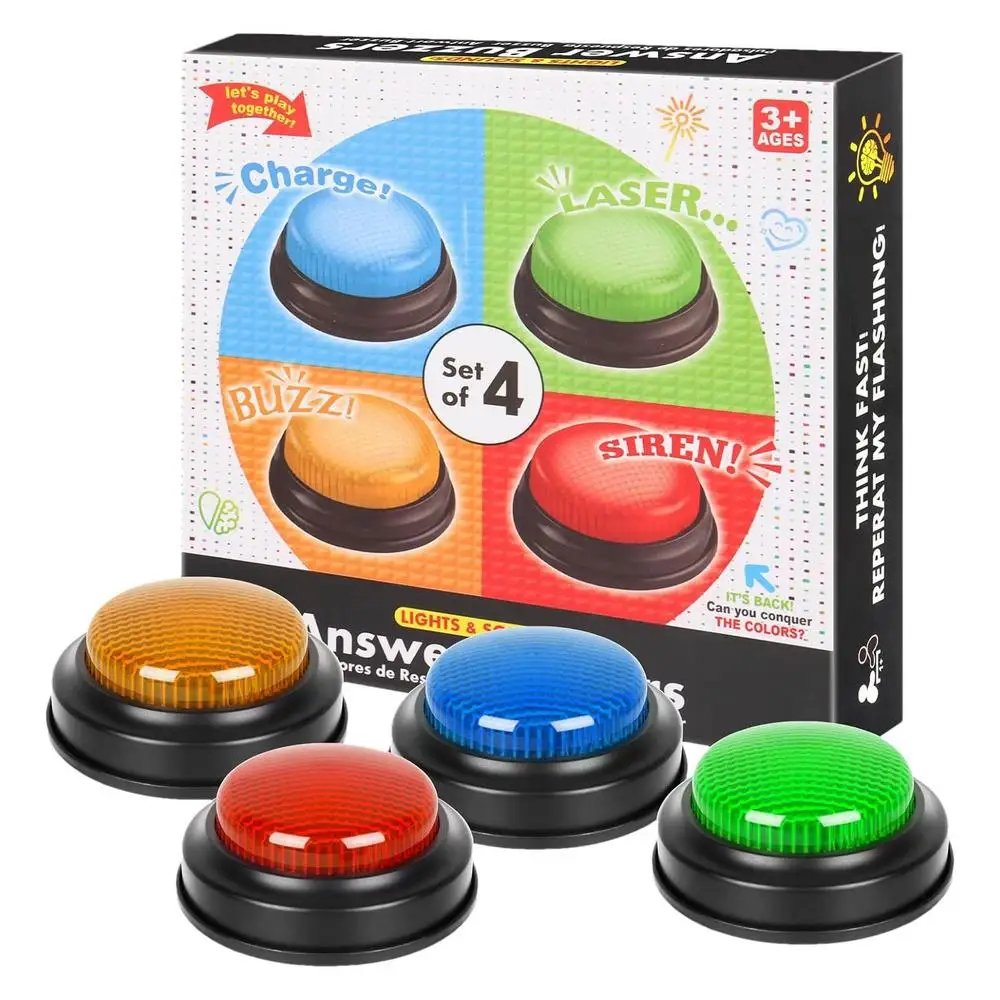 4 pezzi cicalini gioco apprendimento risorse risposte cicalini giocattolo per giochi di famiglia competizione quiz cicalini con luci e suoni  26