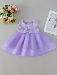 Elegant Purple Party Dress for Baby Girls - Perfect for Birthdays, Weddings, and Special Occasions (PURPLE)