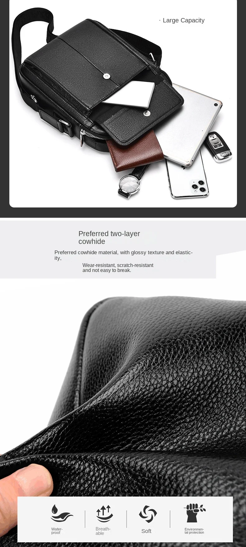 New Men's Bag Retro Shoulder Bag for Husband Fashion Handbag Leisure Crossbody Bags Luxury Designer Bag Father's Day Gift