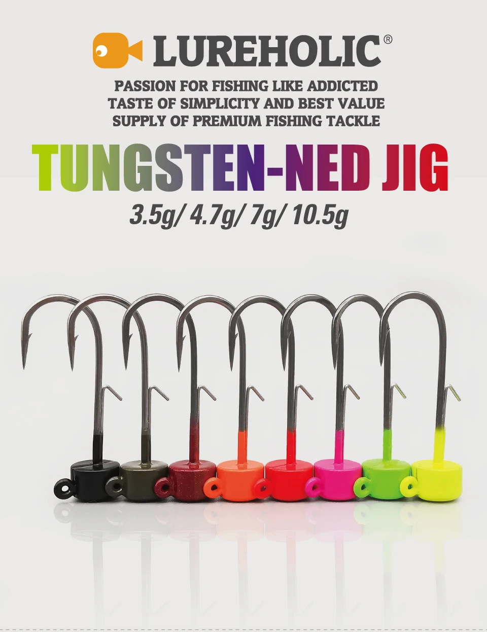 LUREHOLIC Tungsten Ned Jigkopf mit Norwegen Mustad Hook Ned Rig Hook Lure Fishing für Long Casting Bass Fishing – Detail 2
