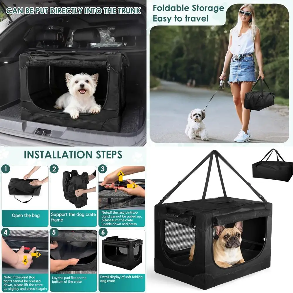 24 Portable Folding Dog Crate for Travel, Suitable for Small Dogs, Pets ...