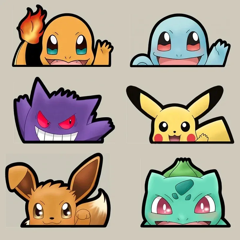 Pokemon Creative Car Stickers Pikachu Gengar Eevee Squirtle Anime Figure Car Decoration Cute Accessories Gifts To Friends