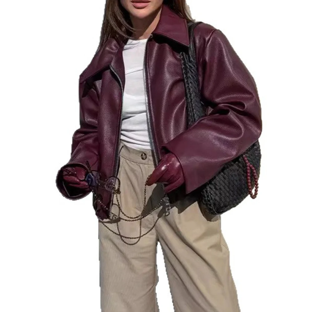 Autumn Women Casual PU Leather Motorcycle Jacket