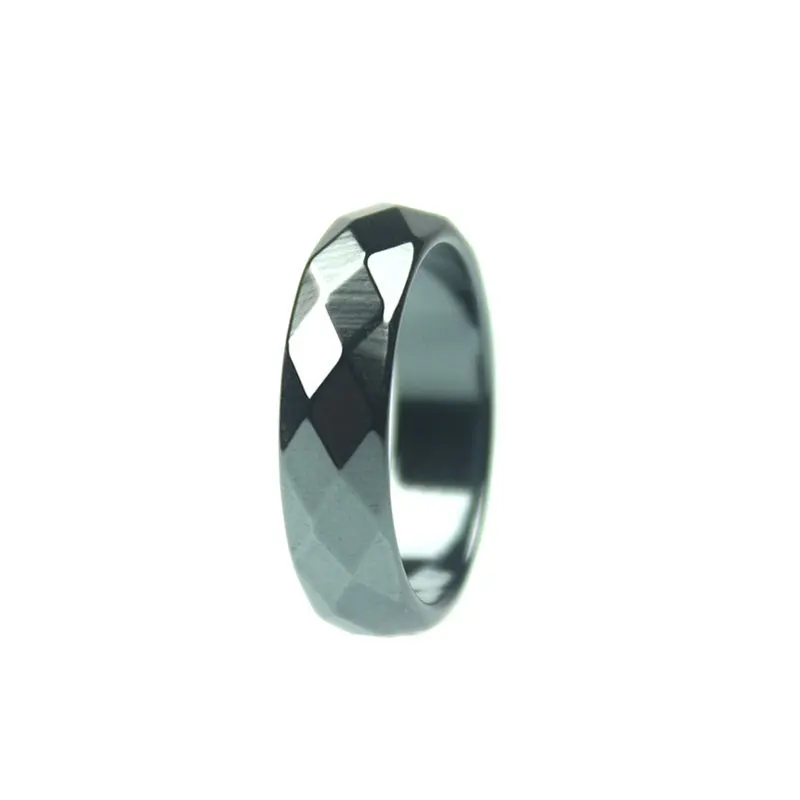 Quality Smooth 4T 6T 10T Flat Black Hematite Ring Non-Magnetic Ring For Women Men Couple Band Fashion Jewelry Christmas Gifts
