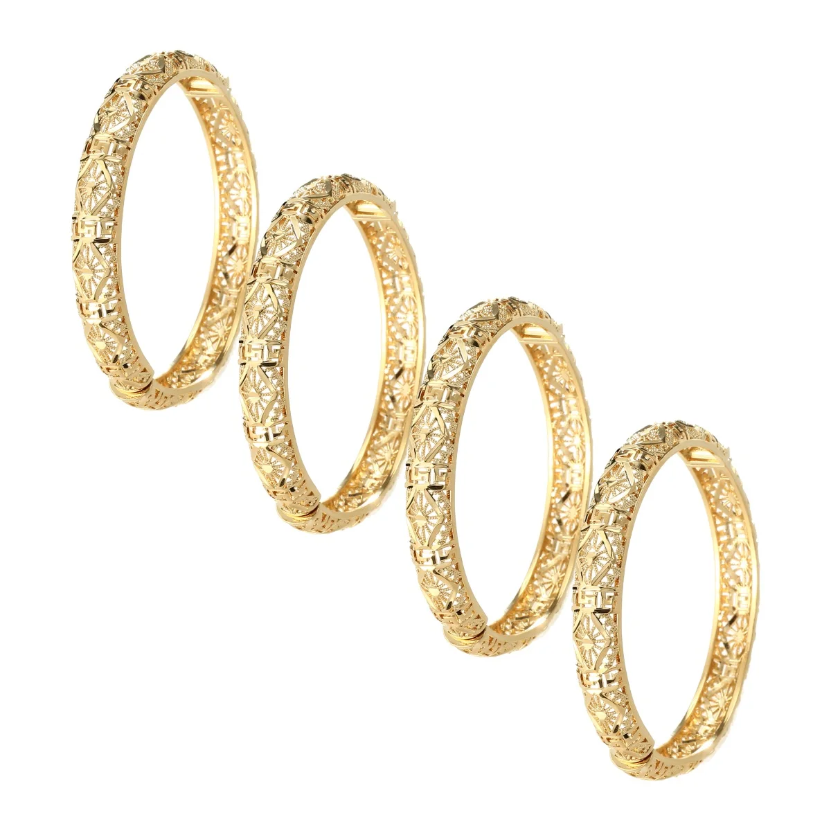 4pcs/Lot Bracelets For Women Girls Dubai Circle Jewelry Arab Middle Eastern African Fashion Bangles 3