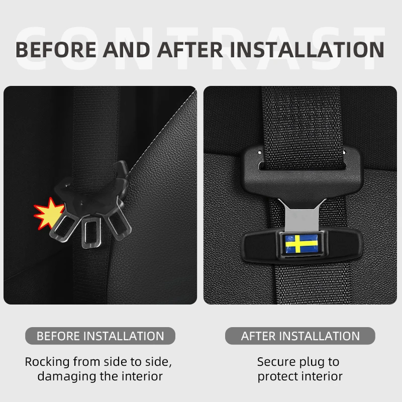 Sweden Flag Emblem Car Safety Belt Buckle Car Styling Safety Stopper Belt Clips Adjusting Clip Tension Adjuster for Volvo XC60