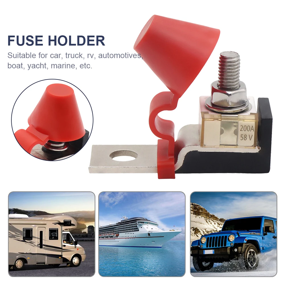 60A 100A 150A 200A 250A 300A Battery Terminal Mount Fuse Block Kit with 58V Ring Fuse M8 Marine Battery Terminal Holder For Boat